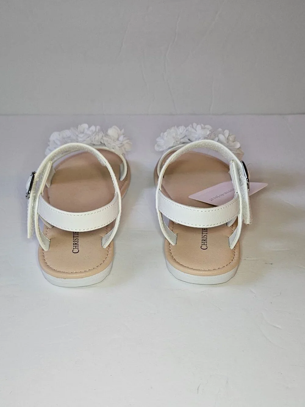 Christie & Jill Girls White Floral Strap Sandals Size 13